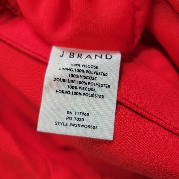 J Brand Maryse Asymmetrical Crepe Overlay Skirt Masai Red Size 4 - Picture 14 of 14